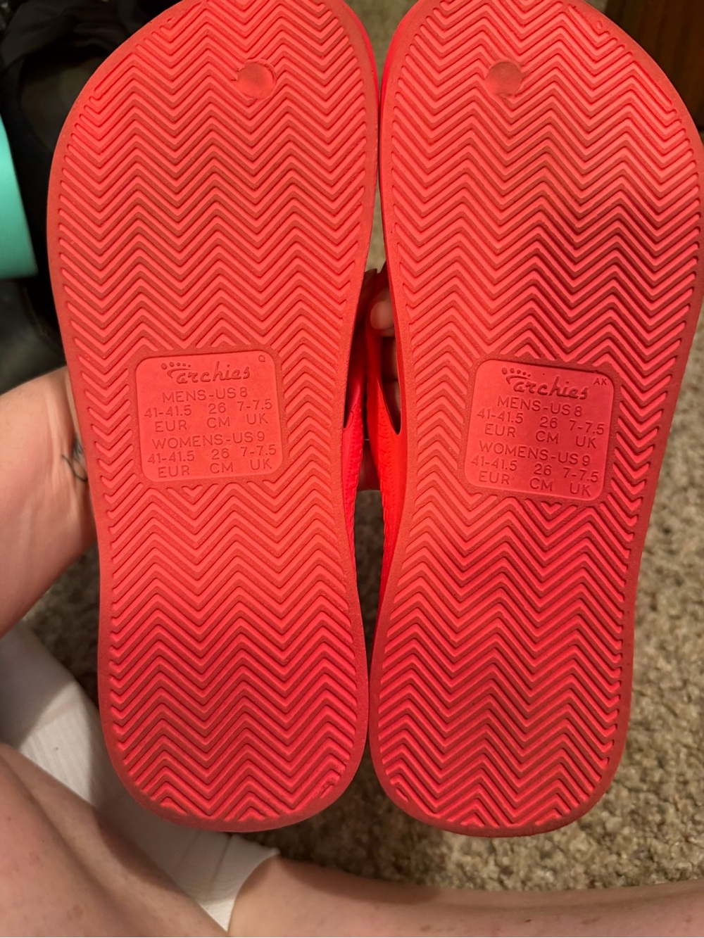 Bright Coral Flip Flops with arch support - Picture 3 of 3